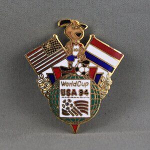 1994 Soccer World Cup Pin - Team Netherlands Dual Flag by Peter David-Metal Pin